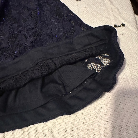 Speechless Navy Lace Sequin Fit & Flare Mini Dress - Picture 10 of 11